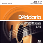 D'Addario  EJ10 80/20 Bronze Acoustic Guitar Strings, Extra Light, 10-47