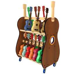 The Band Room™ Mobile 18-Soprano Ukulele Rack by A&S Crafted Products