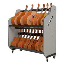 The Band Room™ Mobile Double-Stack Mariachi Guitar & Case Rack by A&S Crafted Products