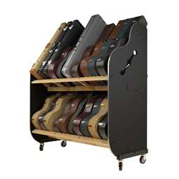 The Session-Pro™ Double-Stack Mobile Guitar Case Rack by A&S Crafted Products