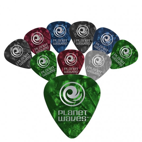 Planet Waves 1CAP4-10 Assorted Pearl Celluloid Guitar Picks, 10 pack, Medium