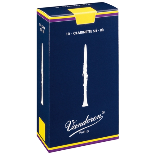 Vandoren Traditonal Blue Box Bb Clarinet Reeds, Box of 10, Strength 2, 2.5, 3, 3.5, & 4