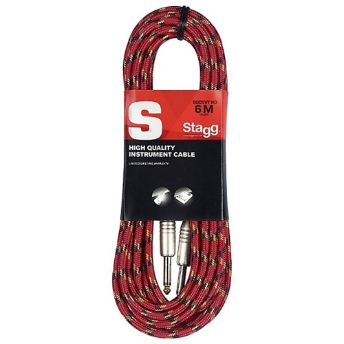 GC6VTR Stagg 20'  Guitar Cable Red Tweed