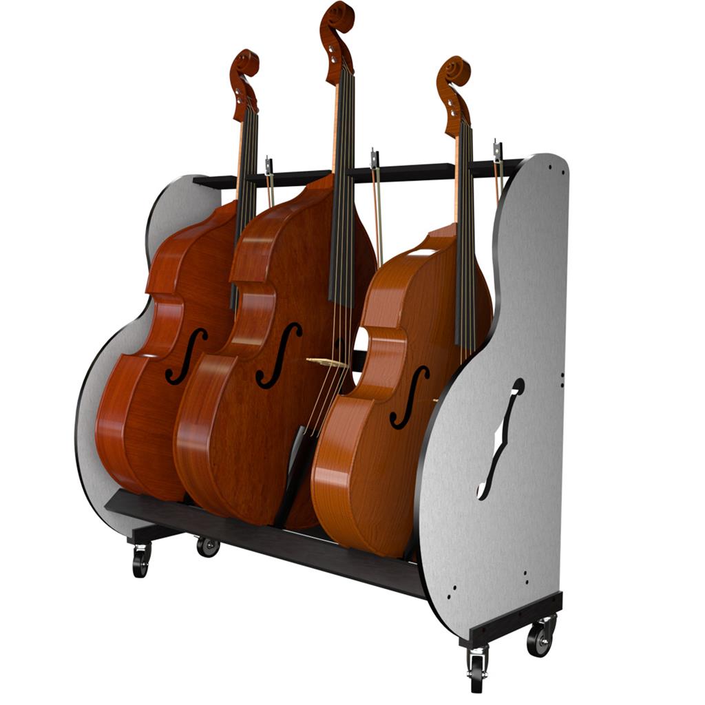 The Band Room™ Mobile 3-Double Bass Rack by A&S Crafted Products