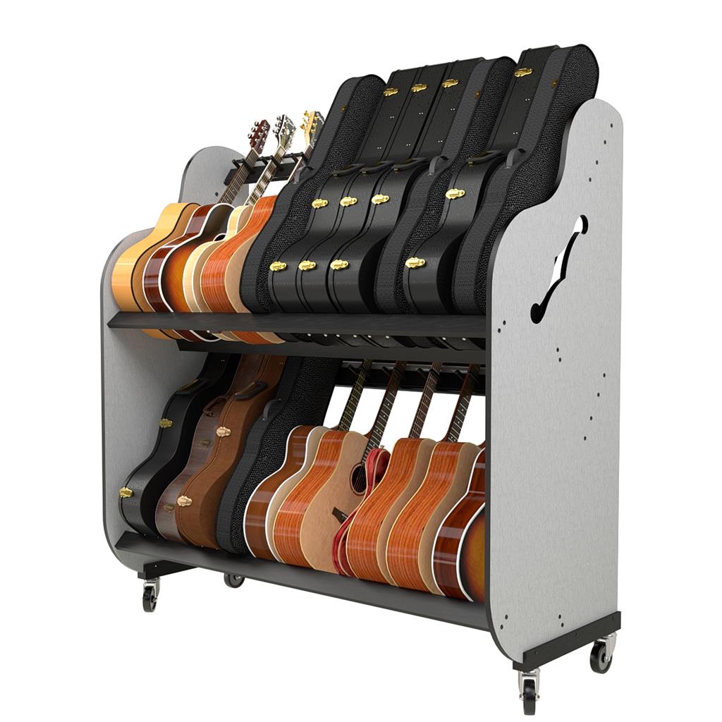 The Band Room™ Mobile Double-Stack Guitar & Case Rack by A&S Crafted Products