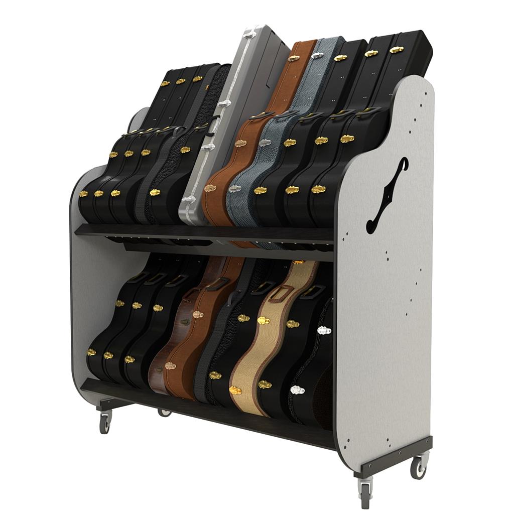 The Band Room™ Mobile Double-Stack Guitar Case Rack by A&S Crafted Products