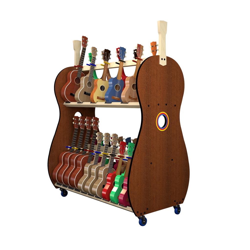 The Band Room™  Mobile 30-Multi-Size Ukulele Rack by A&S Crafted Products