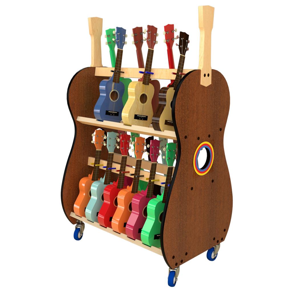 The Band Room™ Mobile 18-Soprano Ukulele Rack by A&S Crafted Products