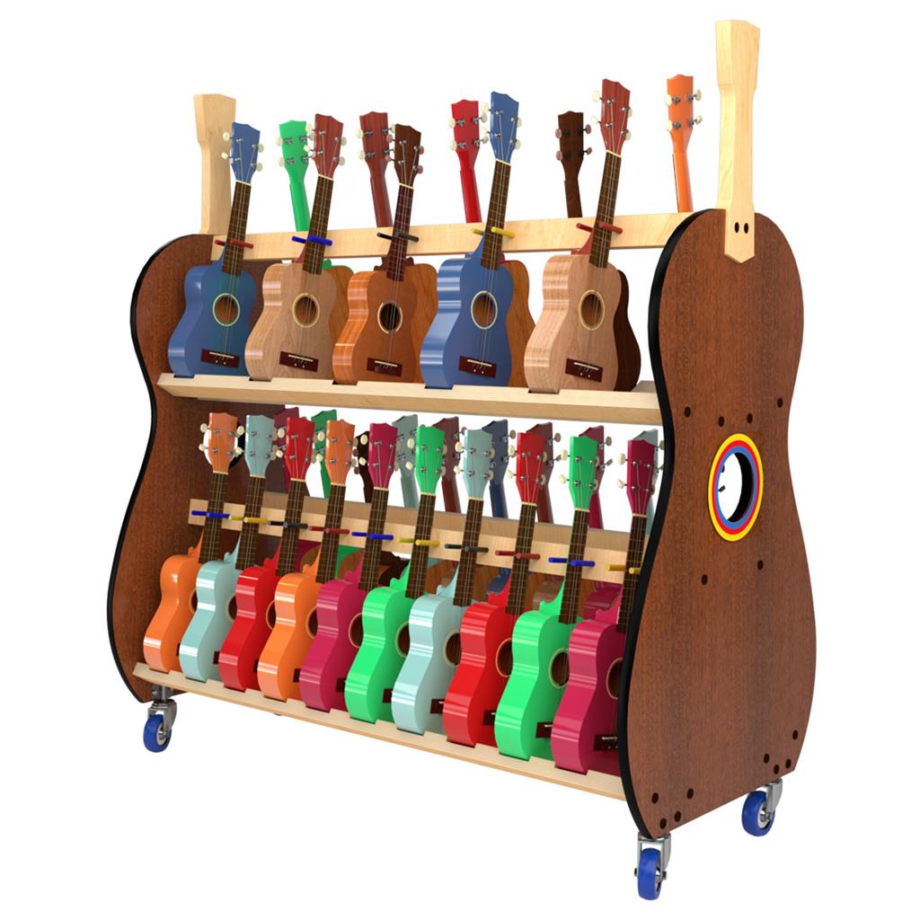 The Band Room™ Mobile 30-Soprano Ukulele Rack by A&S Crafted Products