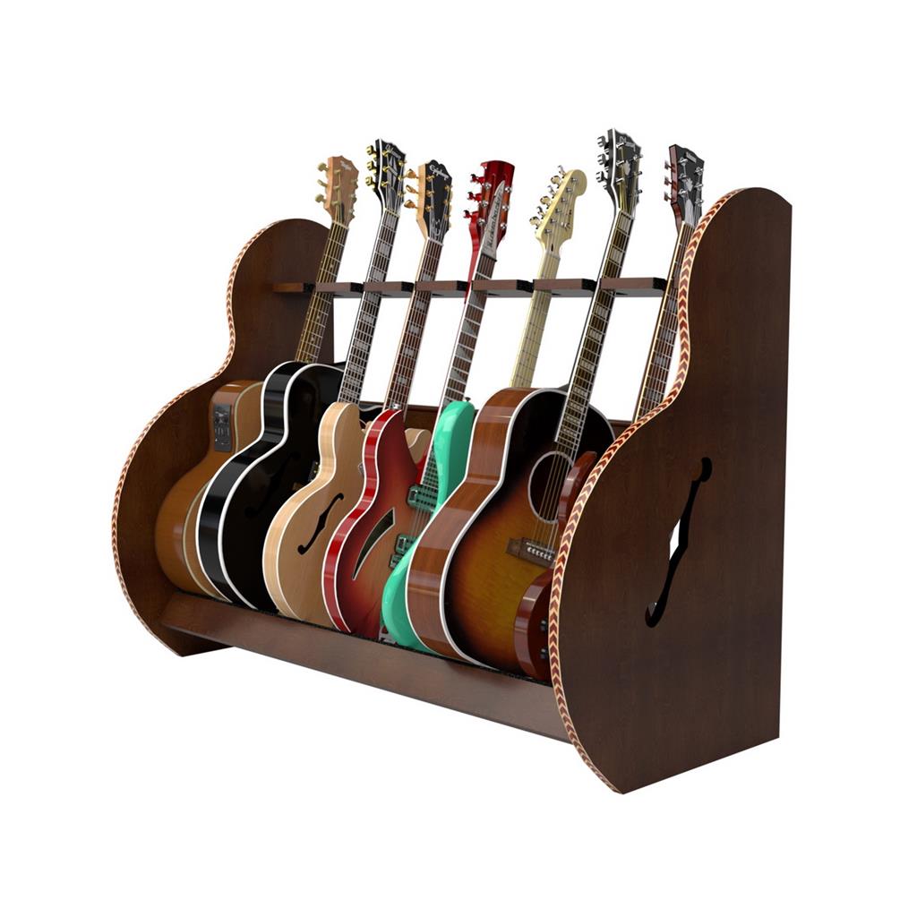 The Session™ Deluxe 7 Guitar Stand in Walnut by A&S Crafted Products