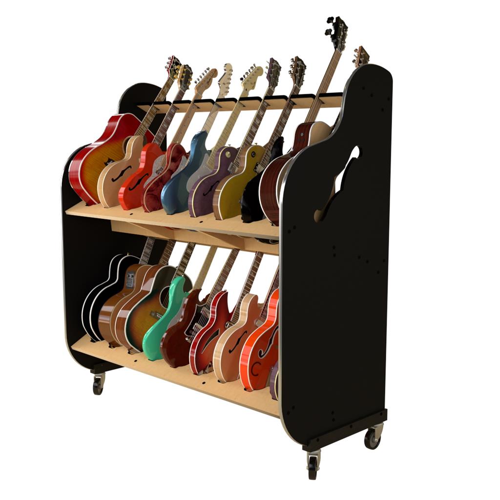 The Session-Pro™ Double-Stack Mobile Guitar Rack by A&S Crafted Products