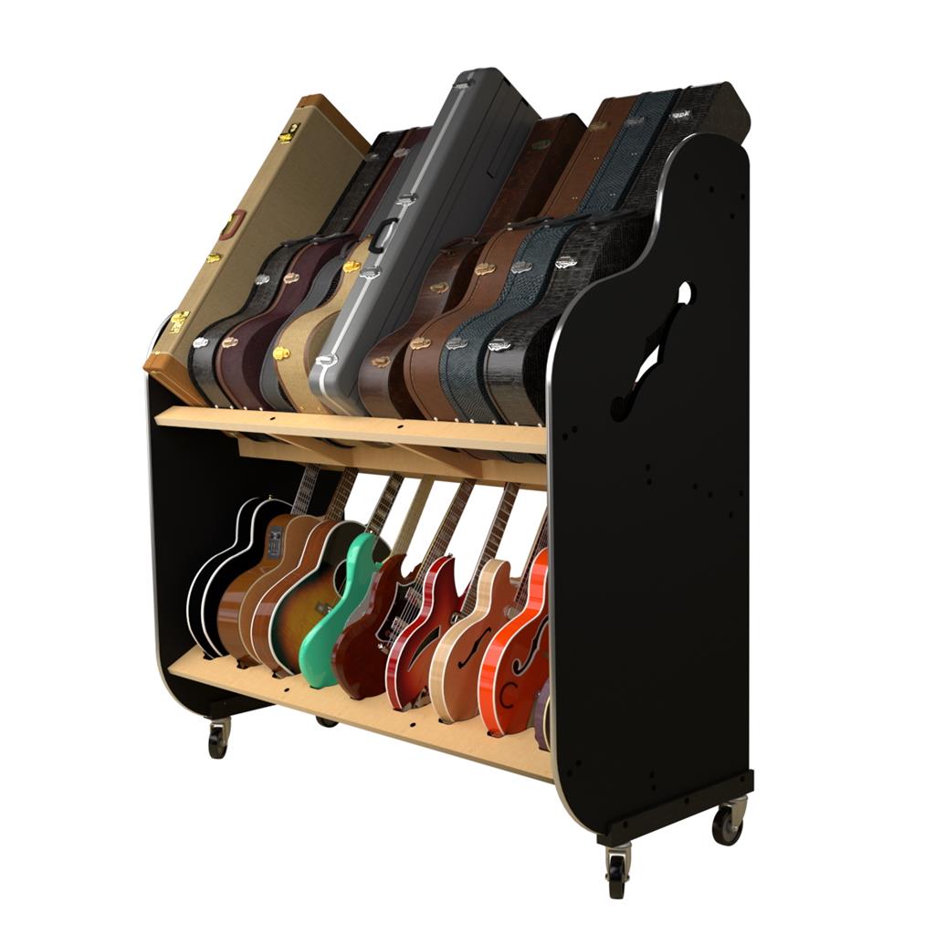 The Session-Pro™ Double-Stack Mobile Guitar & Case Rack by A&S Crafted Products