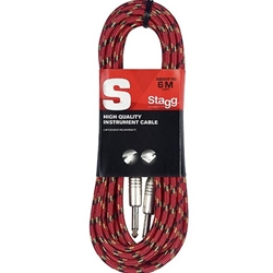 GC6VTR Stagg 20'  Guitar Cable Red Tweed