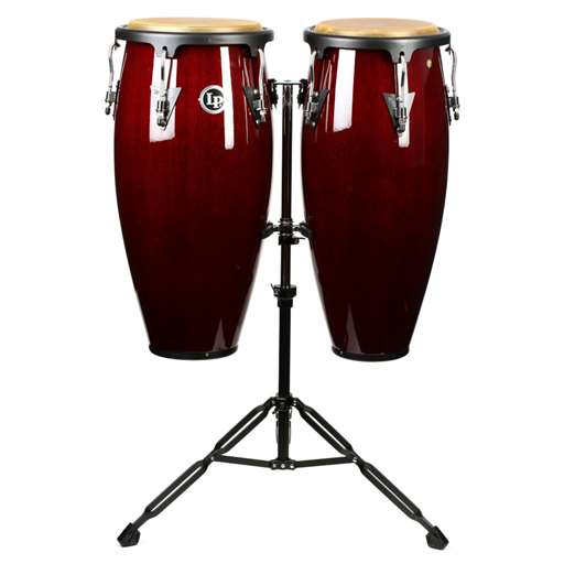 Aspire Wood Conga 10" 11" Latin Percussion with Stand - Dark Wood Finish